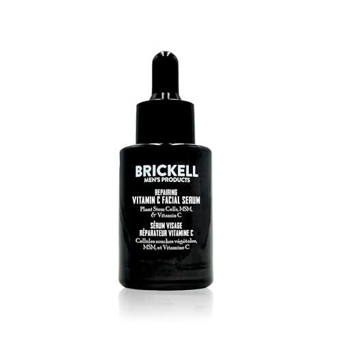 Brickell Men's Anti Aging Vitamin C Serum For Face, Repairing Night Facial Serum for Men, Natural and Organic Hyaluronic Acid Serum For Face to Dimin
