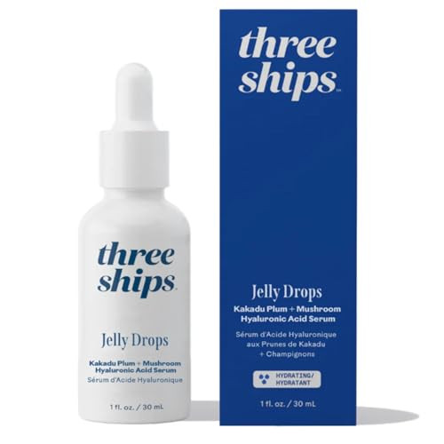 Three Ships - Jelly Drops Kakadu Plum + Mushroom Hyaluronic Acid Serum | Hydrate, Replenish, Plump Skin | Cruelty-Free, Vegan, Paraben-Free, Sensitiv