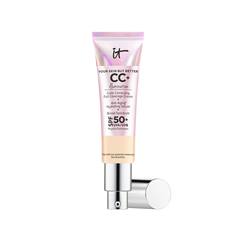 IT Cosmetics CC+ Cream Illumination (Light) - Radiant Full Coverage Foundation With SPF 50+, Color Corrector & Hydrating Anti-Aging Serum, Hydrolyzed