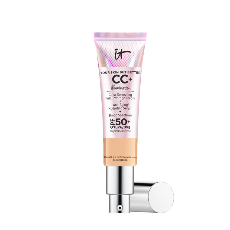 IT Cosmetics CC+ Cream Illumination (Neutral Medium) - Radiant Full Coverage Foundation With SPF 50+, Color Corrector & Hydrating Anti-Aging Serum, H