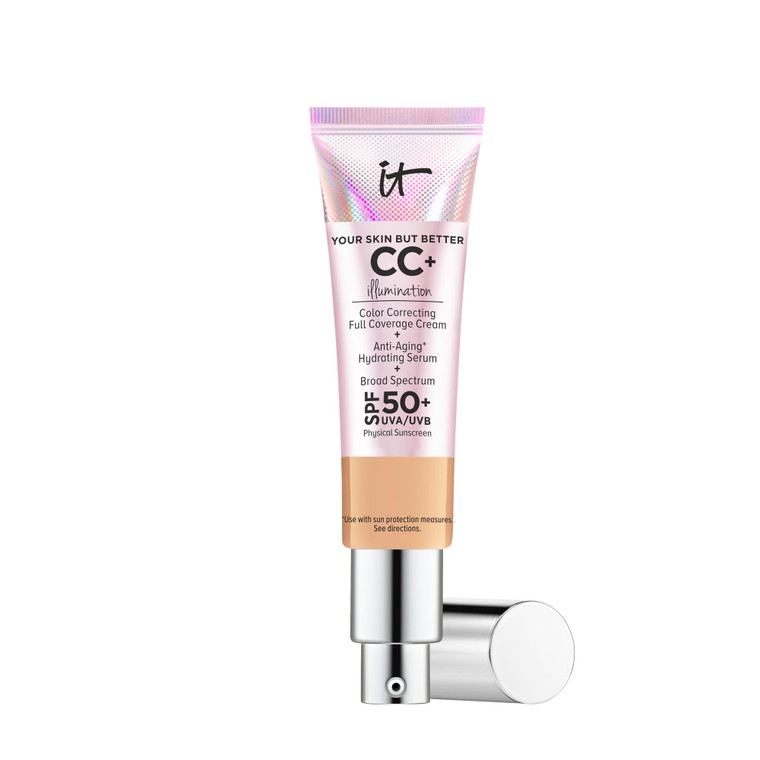 IT Cosmetics CC+ Cream Illumination (Medium Tan) - Radiant Full Coverage Foundation With SPF 50+, Color Corrector & Hydrating Anti-Aging Serum, Hydro