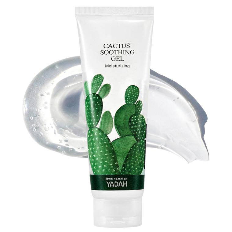 YADAH Cactus Soothing Gel (8.45fl oz) - Sunburn Relief, Calm, Cool & Soothe Irritated Skin, Face Redness. Korean Skin Care. 95% Cactus Extract, Vegan