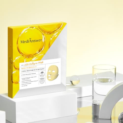Medianswer Vita Collagen Mask 83% Pure French Collagen, Korean Beauty Brightening, Firming, Glass Skin Mask (5 pcs)