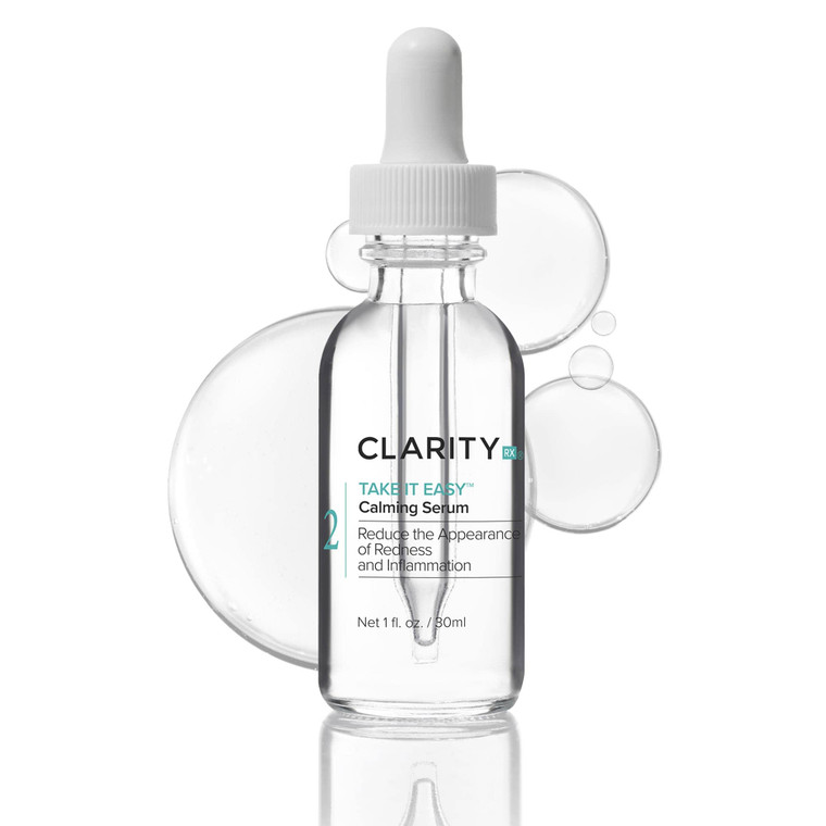 ClarityRx Take It Easy Calming Face Serum, Natural Plant-Based Anti-Redness Treatment for Sensitive Skin & Rosacea (1 fl oz)