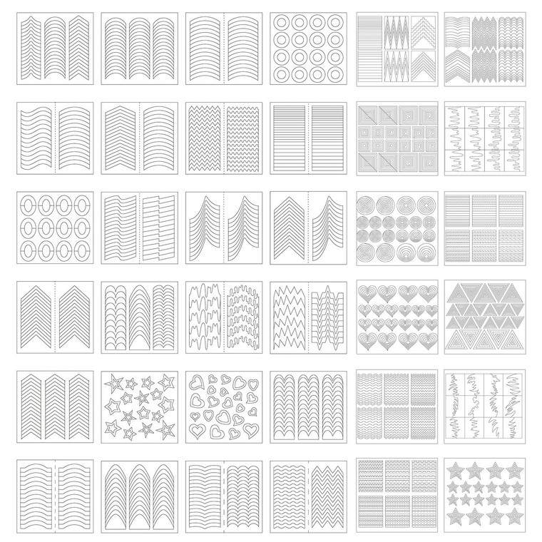 eBoot 1275 Pieces 49 Designs Nail Art Stencils French Tip Guides Stickers Form Fringe Guides Vinyl, 36 Sheets
