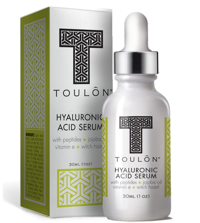 Organic Hyaluronic Acid Serum for Face with Natural Peptides, Pure Jojoba Oil, Vitamin E & Witch Hazel; Best to Build Collagen & Reduce Wrinkles