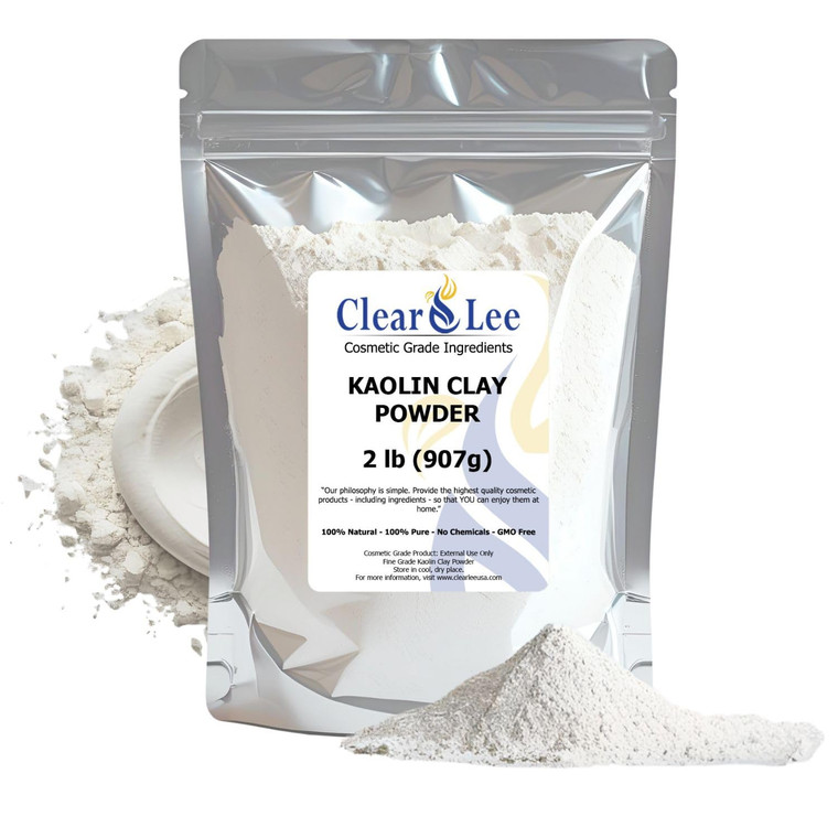 ClearLee Kaolin Clay Cosmetic Grade Powder - 100% Pure Natural Powder - Great For Skin Detox, Rejuvenation, and More - Heal Damaged Skin - DIY Clay F