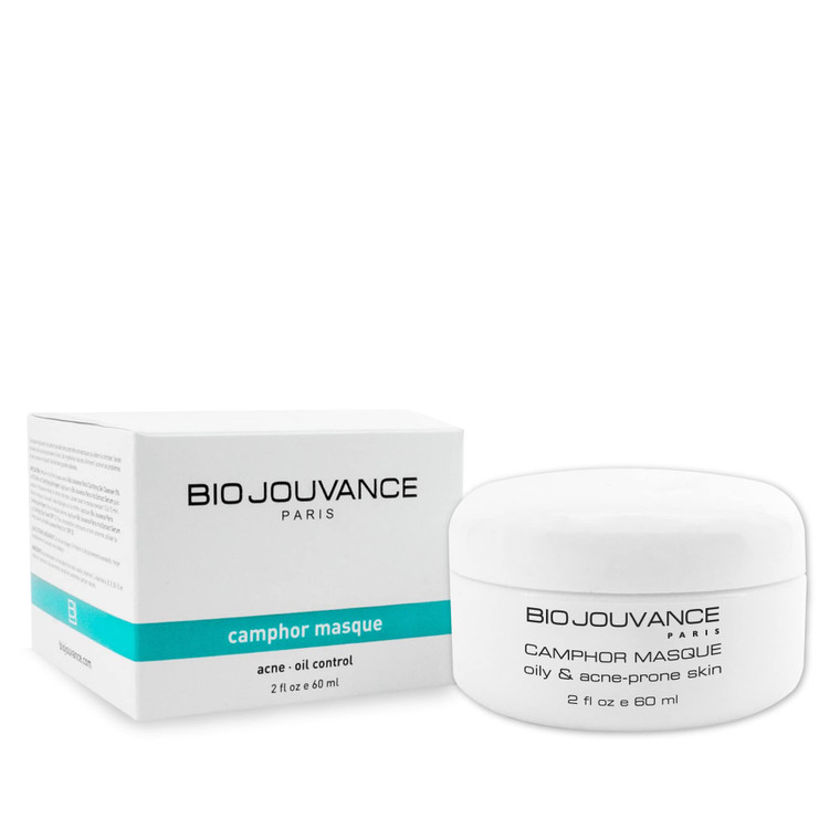 BIO JOUVANCE PARIS - Camphor Mask 2oz / 60ml - For Normal/Oily/Acne-Prone Skin | Eliminate Acne Breakouts | Minimizes Large Pores | Weekly Facial Ski