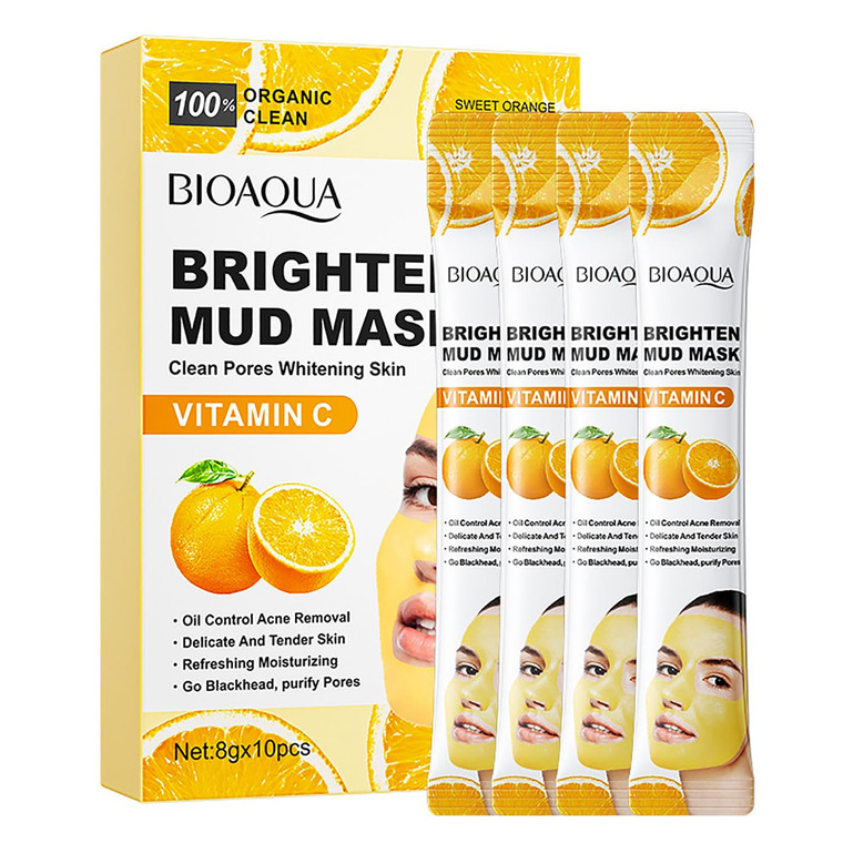 BIOAQUA Vitamin C Mud Facial Mask Sweet Orange Moisturizing Clean Pores Oil Control Face Skin Refreshing 8gx 10pcs