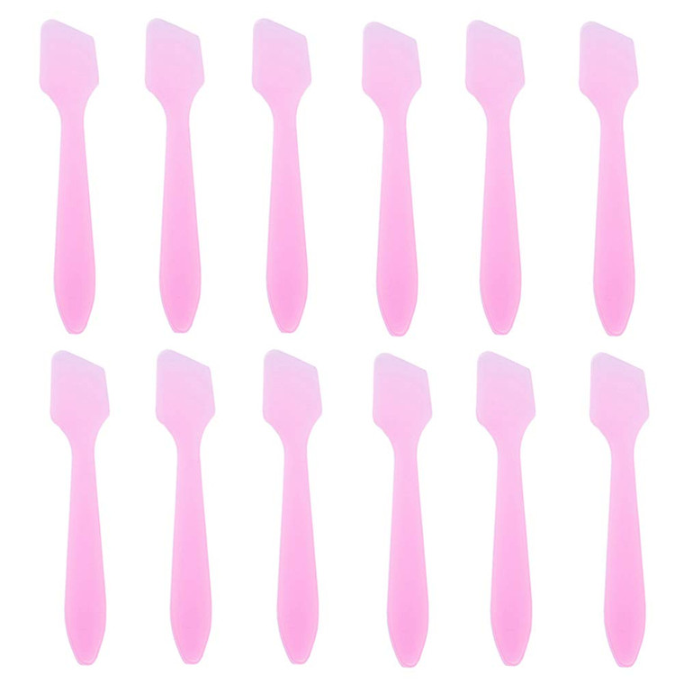 100PCS 8CM Disposable Plastic Cosmetic Face Pack Spoon Spatula Facial Cream Mini Scoop Mud Face Pack Stirrer Muddler Applicator DIY Beauty Tool (Pink