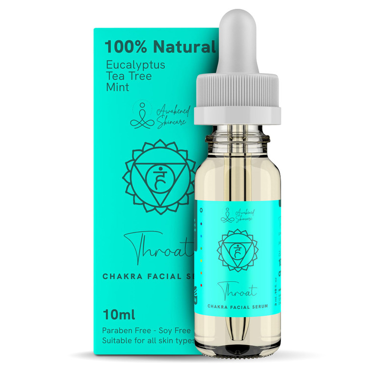 Throat Chakra Facial Serum Essential Oil Blend, Natural & Organic Moisturizing Serum for Face with Sunflower, Argan, Apricot, Rosemary, Lavender Oils