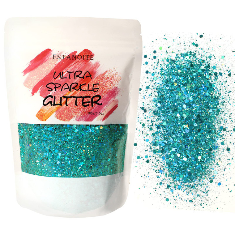 100g Holographic Chunky Glitter, Craft Glitters for Arts & Crafts, Cosmetic Chunky Mixed Glitter, Body Glitter for Makeup, Face, Hair, Lips, Nails, F