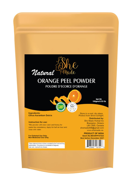 She Made Orange Peel Powder Natural Face Mask and Skin Care | 100gms (3.52 Oz) | Vitamin C Peeling Powder for Skin Care, Face Scrub, Facial Mask | 10