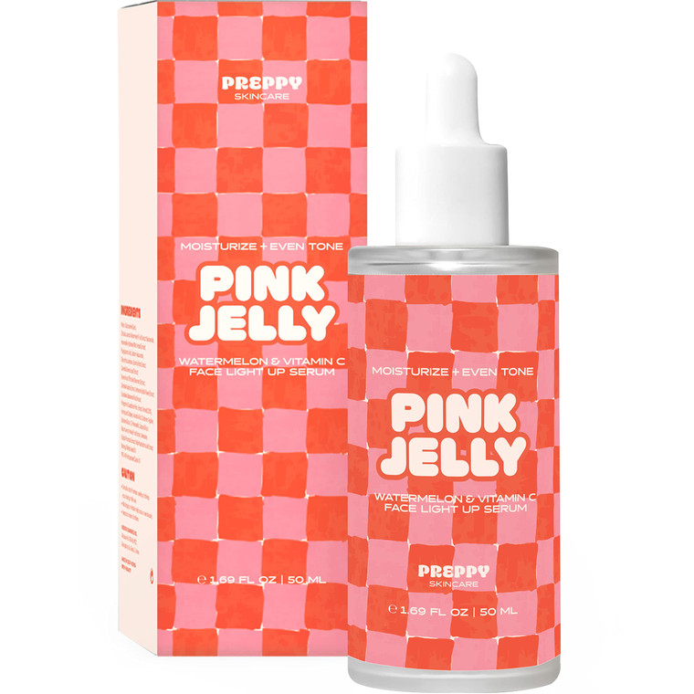 Preppy Skin Care Watermelon Vitamin Serum | Pink Jelly Vitamin C Serum for Women | Preppy Skin Care Watermelon Face Moisturizer | Preppy Skin Care Fa