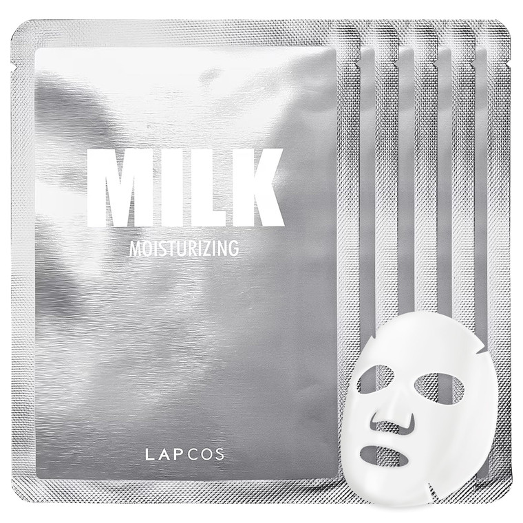 LAPCOS Milk Sheet Mask, Moisturizing Daily Face Mask to Replenish and Restore Dry Skin, Korean Beauty Favorite, 5-Pack