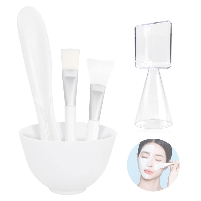 FERCAISH 5Pcs Diy Face Mask Mixing Bowl, Microwavable Silicone Facial Mud Bowl Cosmetic Beauty Tool for Home Salon(White)