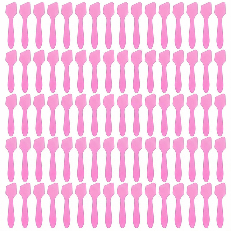 ericotry 100PCS Disposable Plastic Mini Cosmetic Spatula Scoop Cosmetic Skin Care Facial Cream Spatulas for Mixing and Sampling (Pink)