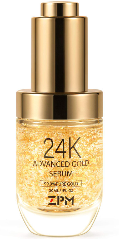 24K Gold Anti Aging Face Serum Moisturizer Enriched with Vitamin C Serum, Hyaluronic Acid, Vitamin E Cream for Day and Night Wrinkle Reduction, Re-Ac