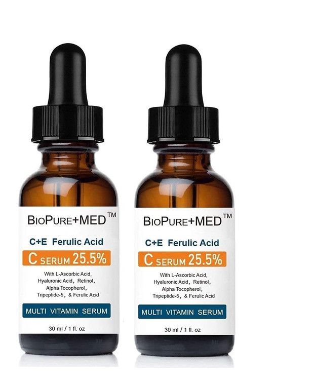 BioPureMED 25% Vitamin CE+Ferulic Acid Serum for Face: Anti Wrinkle Serum with Tripeptide-5, Retinol, Hyaluronic Acid tns Best Korean Organic Vitamin