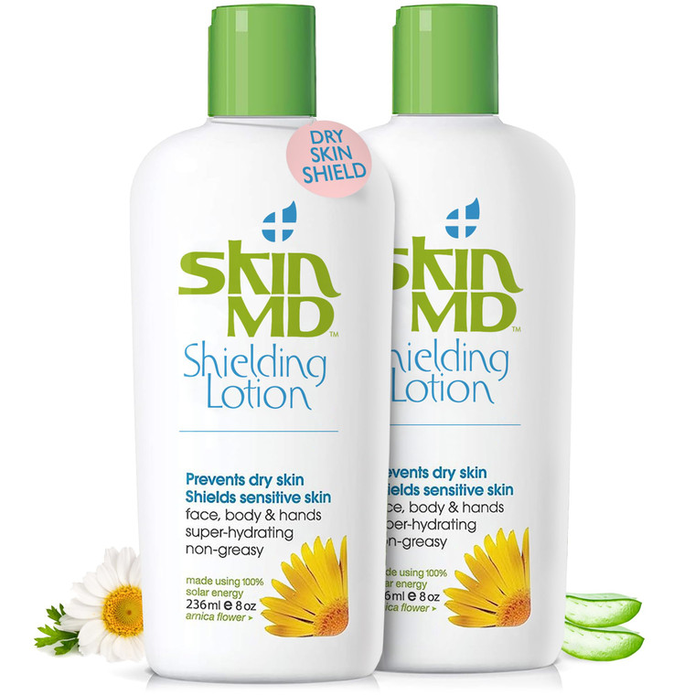 Skin MD Shielding Lotion for Face and Body - Relief for Eczema and Psoriasis Face moisturizer, Primer, Works on Rosacea Safe for Kids for all Skin Ty