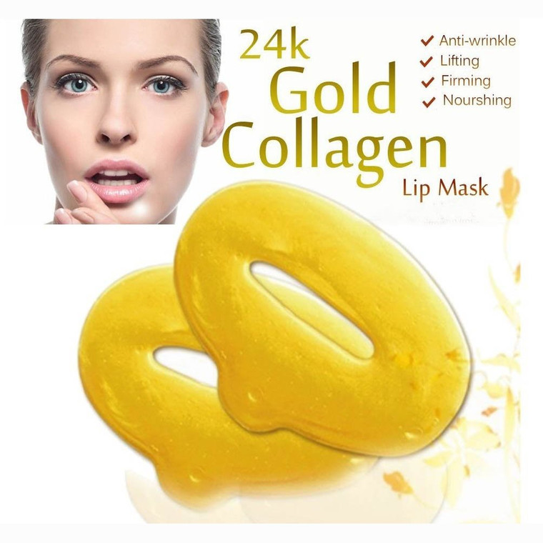 5 Masks 24K Gold Collagen Lip Treatment Mask Patches. Plumper Fuller Softer Lips. Anti Aging Reduce Fine Line Wrinkles Creases Hydrating Moisturizing