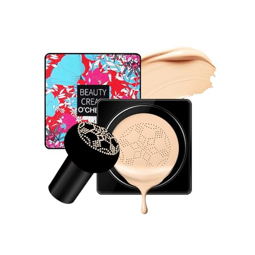 O'CHEAL Mushroom Head Air Cushion BB Cream Foundation Cream for Face Makeup Concealer Cushion for Face Comestics Make Up Cushion Compact Natural