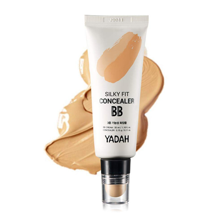 YADAH Silky Fit Concealer BB Cream (23 Natural Beige, 1.18fl oz) - 2-in-1 Korean Makeup for Flawless Skin, Tinted Moisturizer for Blemish Cover. Long