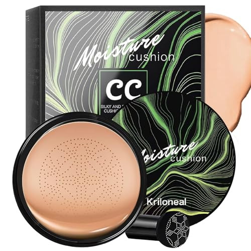 Kriloneal CC Cream Foundation Mushroom Head Air Cushion Face Makeup Moisturizing Concealer Waterproof Oil Control Long-Lasting Nude Makeup Even Skin