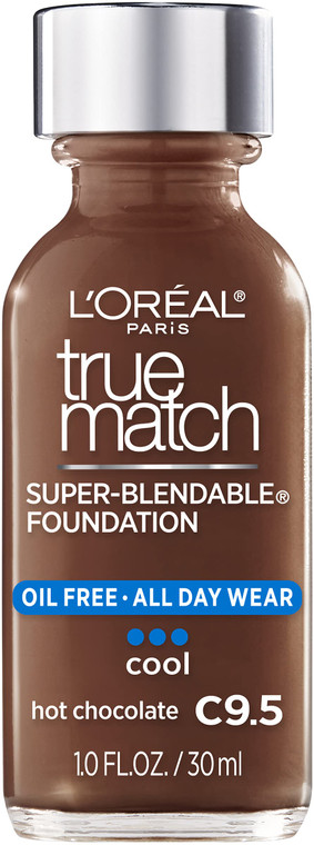 LOréal Paris Makeup True Match Super-Blendable Liquid Foundation, Hot Chocolate C9.5, 1 Fl Oz,1 Count