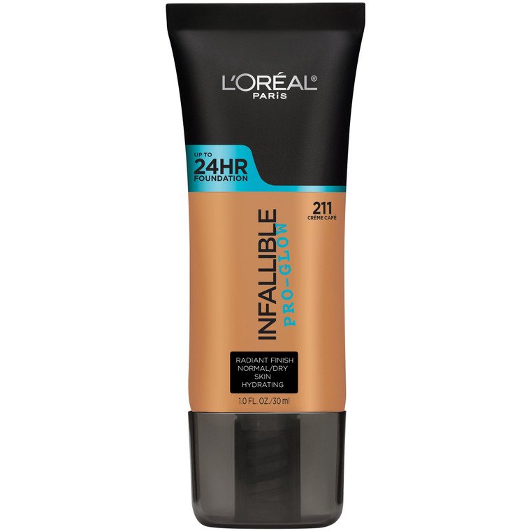 L'Oreal Paris Makeup Infallible Up to 24HR Pro-Glow Foundation, Creme Cafe, 1 fl oz.