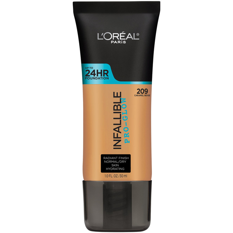 L'Oreal Paris Makeup Infallible Up to 24HR Pro-Glow Foundation, Caramel Beige, 1 fl oz.