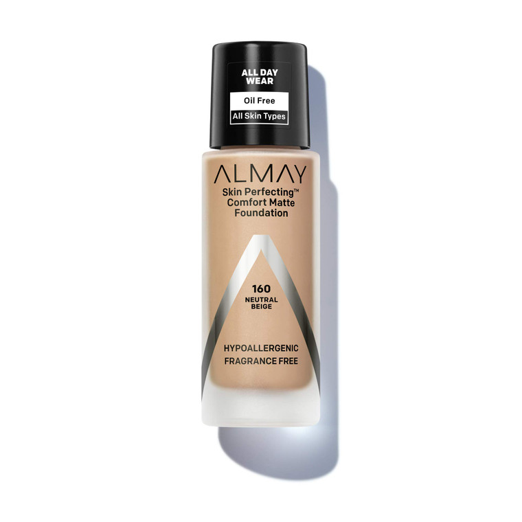 Almay Skin Perfecting Comfort Matte Foundation, Hypoallergenic, Cruelty Free, -Fragrance Free, Dermatologist Tested Liquid Makeup, Neutral Beige, 1 F