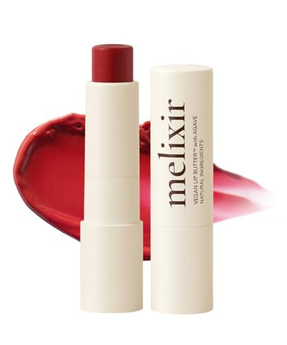 Melixir Vegan Lip Butter (12 Colors), Hydrating Tinted Lip Balm Stick, Bee-Free, Petrolatum-Free, Plant-Based, Moisturizes Dry & Chapped Lips With Sh