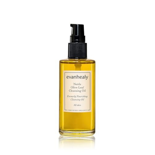 evanhealy Nettle Olive Leaf Cleansing Oil | Organic Facial Oil-Cleanser for Makeup, Cosmetics, Sunscreen | Gentle Esssential OilFree Cleanser for Sen