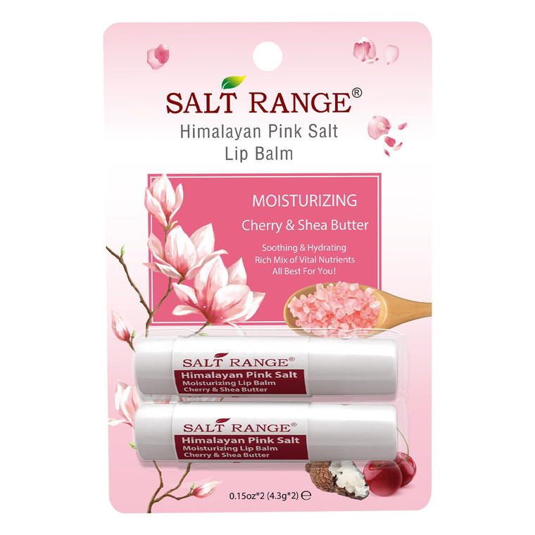 Salt Range Lip balm formulated with cherry and shea butter, 100% natural, soothing, hydrating, and deeply nourishing, Organic chapstick, 6-count pack