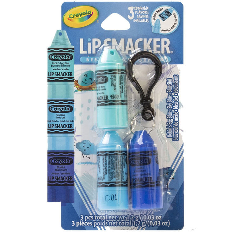 Lip Smacker Crayola Crayon Stackable Flavored Clear Lip Balm, Blue - Moisturizing, Soothing
