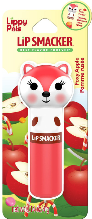 Lip Smacker Lippy Pal Fox Lip Balm Clear Matte Finish, Foxy Apple Flavored, Moisturizing, For Kids