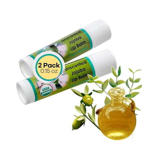 Desert Oasis Skincare | USDA Organic Unscented Lip Balm  70% Jojoba Oil with Beeswax  Fragrance-Free, Gentle Formula for Sensitive Lips  2-Pack (0