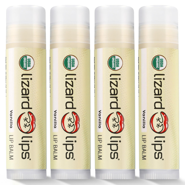 LizardLips Natural Lip Balm Vanilla; USDA Certification Lip Moisturizer; Travel-Friendly Everyday Care; Fun Quirky Beach Vacation Essentials
