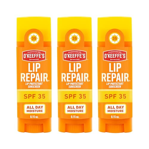 O'Keeffe's Lip Repair SPF 35 Lip Balm - Stick (3 Pack) - Sun-Safe Moisturizer for Extremely Cracked, Dry Lips
