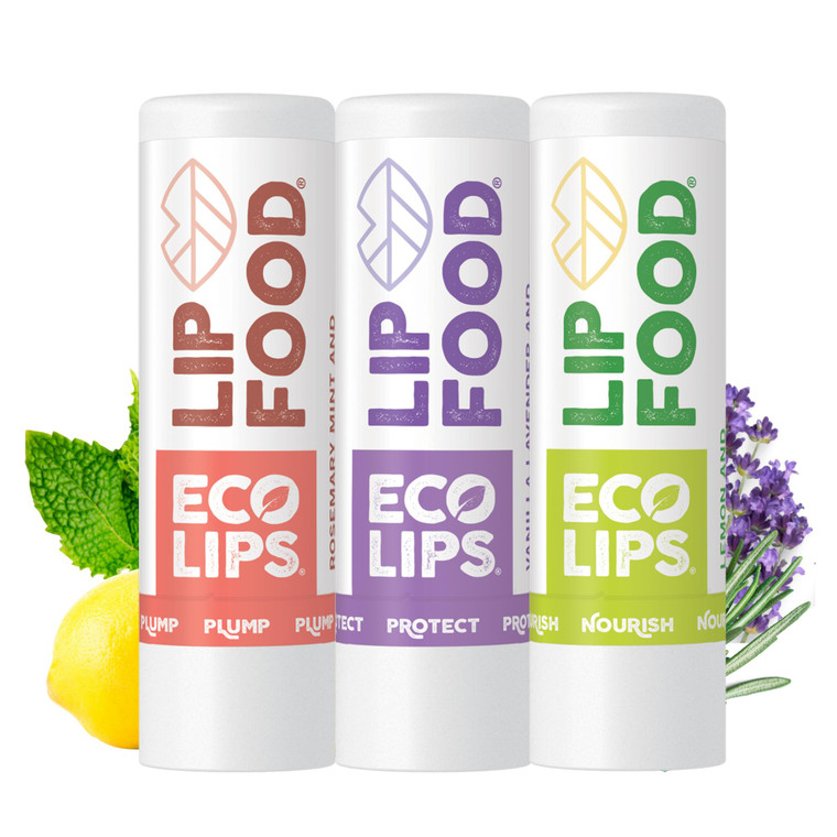 Eco Lips Lip Food - Nutrient Dense & Organic Lip Balm (Nourish, Plump and Protect) | Golden Jojoba, Cocoa Butter & Coconut Oil | Organic, Cruelty-Fre