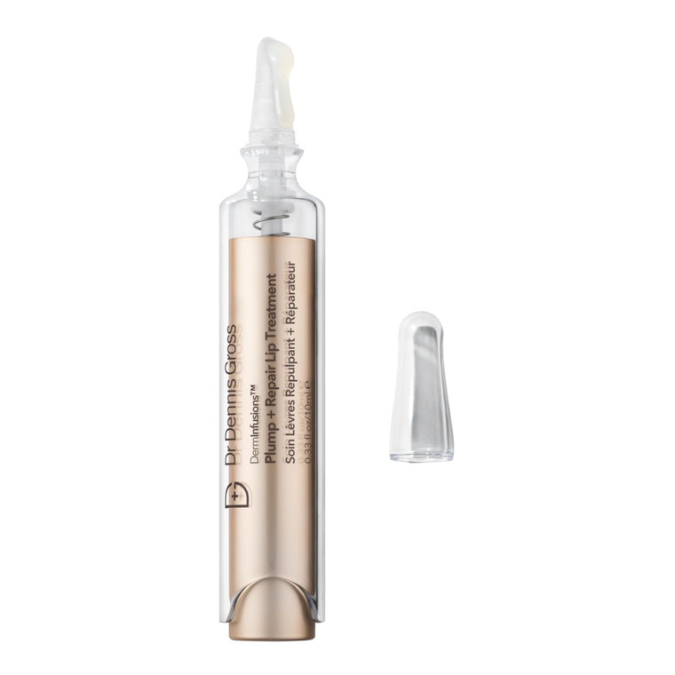 Dr Dennis Gross DermInfusions Plump + Repair Tinted Lip Treatment, Clear - Visibly Plumps & Defines Lips with Hyaluronic Acid & Peptides - Repairs Mo