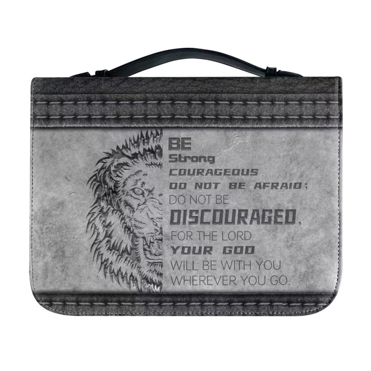 Tomeusey Grey Lion Print Bible Covers Leather Bible Case for Women Men, Large Size Leather Bible Book Carrying Case, Bible Journaling Supplies