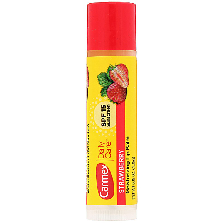 Carmex Cold Sore Relievers Carmex Daily Care Moisturizing Lip Balm Strawberry Spf 15, 0.15 Oz