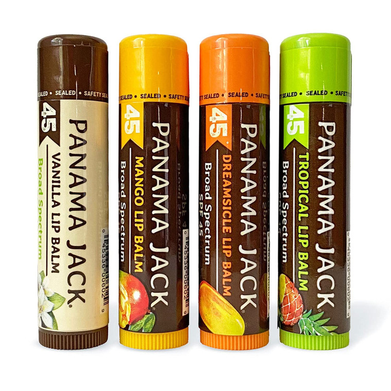Panama Jack Sunscreen Lip Balm - SPF 45, Flavor Pack, Broad Spectrum UVA-UVB Sunscreen Protection, Prevents & Soothes Dry, Chapped Lips (Dreamsicle/V