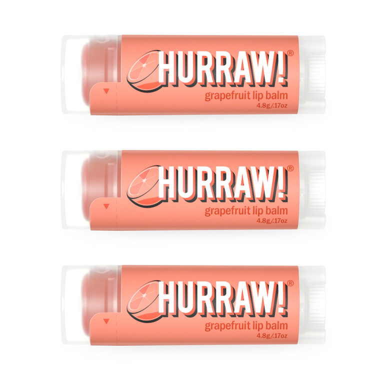 Hurraw! Grapefruit Lip Balm, 3 Pack: Organic, Certified Vegan, Cruelty and Gluten Free. Non-GMO, 100% Natural Ingredients. Bee, Shea, Soy and Palm Fr