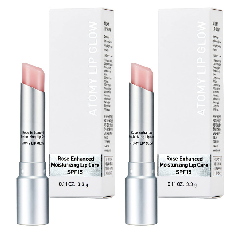 Atomy Lip Glow 3.3g x 2 EA - Moisturizing Lip Care Treatment Balm with Natural Pink Color