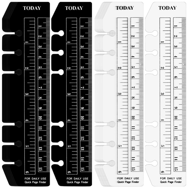 AmazingSpark 50 Pcs A6 Bookmark Ruler Bulk Snap in Plastic Bookmark Black Clear Spiral Page Marker Pouch Pagefinder Snap-in Spiral Notebook Dividers