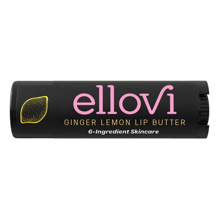 Ellovi Natural Lip Butter Lip Balm - Ginger Lemon - Pure Enough to Eat - Made With Just 6 Vegan Ingredients - Moisturizing Lip Care for All Day Hydra