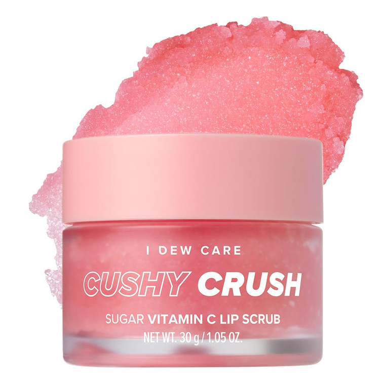 I DEW CARE Overnight Lip Scrub - Cushy Crush | Sugar Vitamin C, Scrubber Exfoliator Products, for Dry and Chapped, Vegan 1.05 Oz